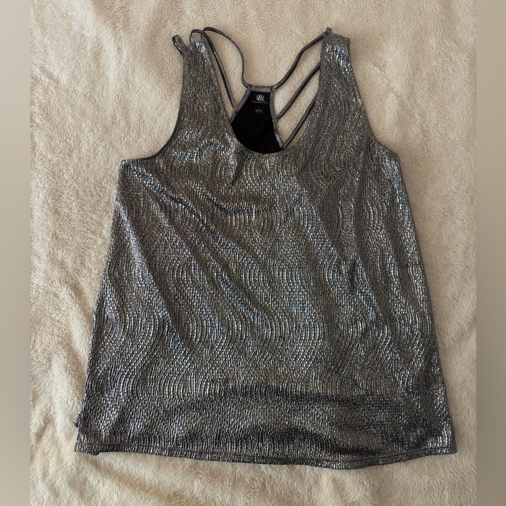 Rock & Republic Shiny Silver Women's Tank Top